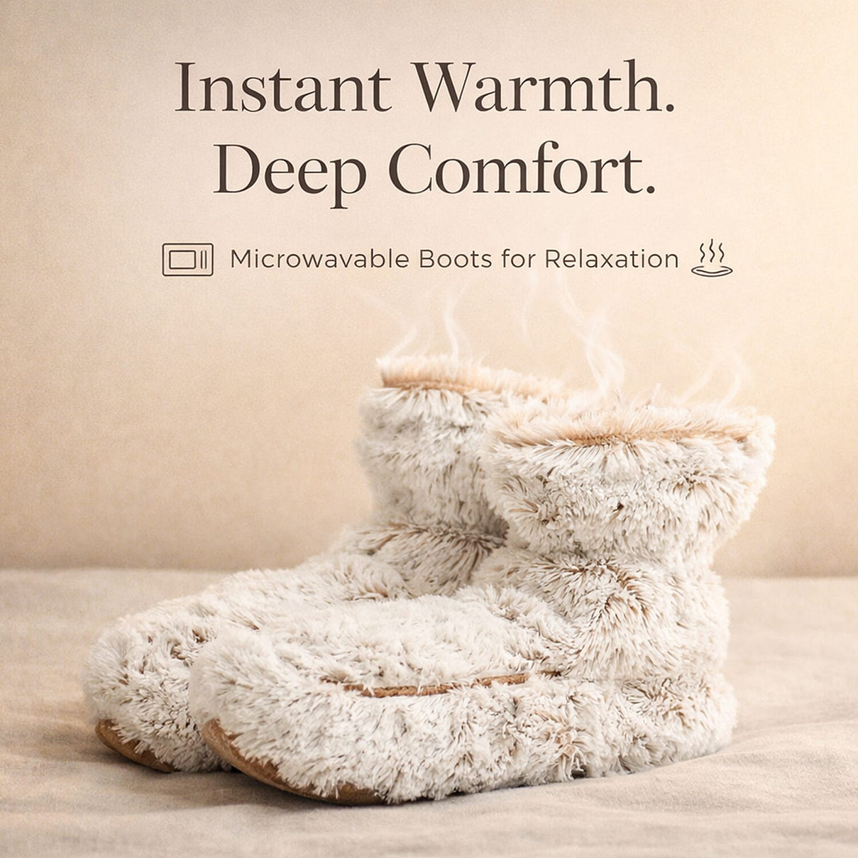 WARMIES Marshmallow Microwavable Luxury Boots (One Size) - Beige 8330966 1