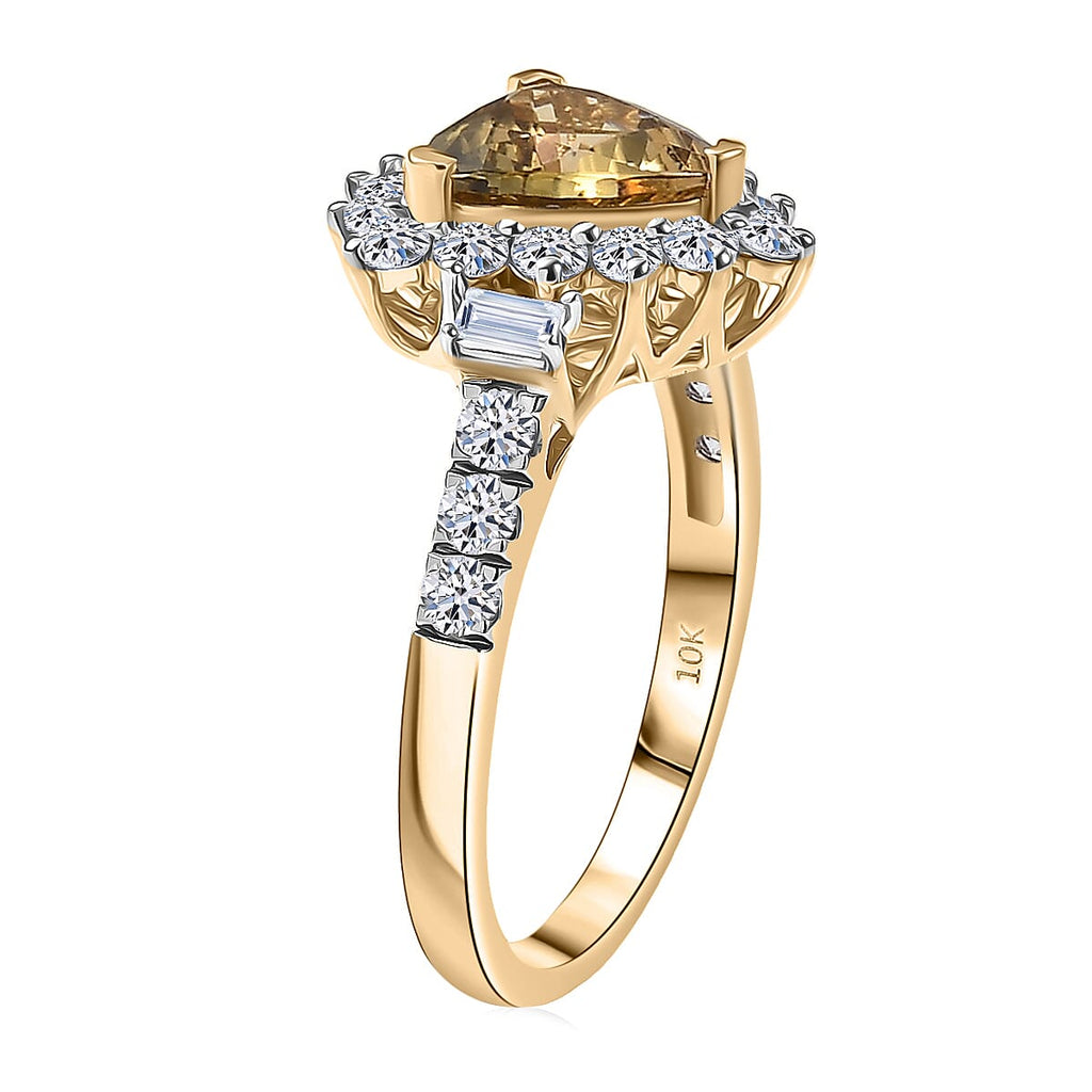 Luxuriant 10K Yellow Gold AAA Natural Golden Tanzanite, Lab Grown Diamond GH, SI Main Stone With Surrounding Stone Ring, Gold Wt.2.69 Gms  2.525  Ct._8331381_3