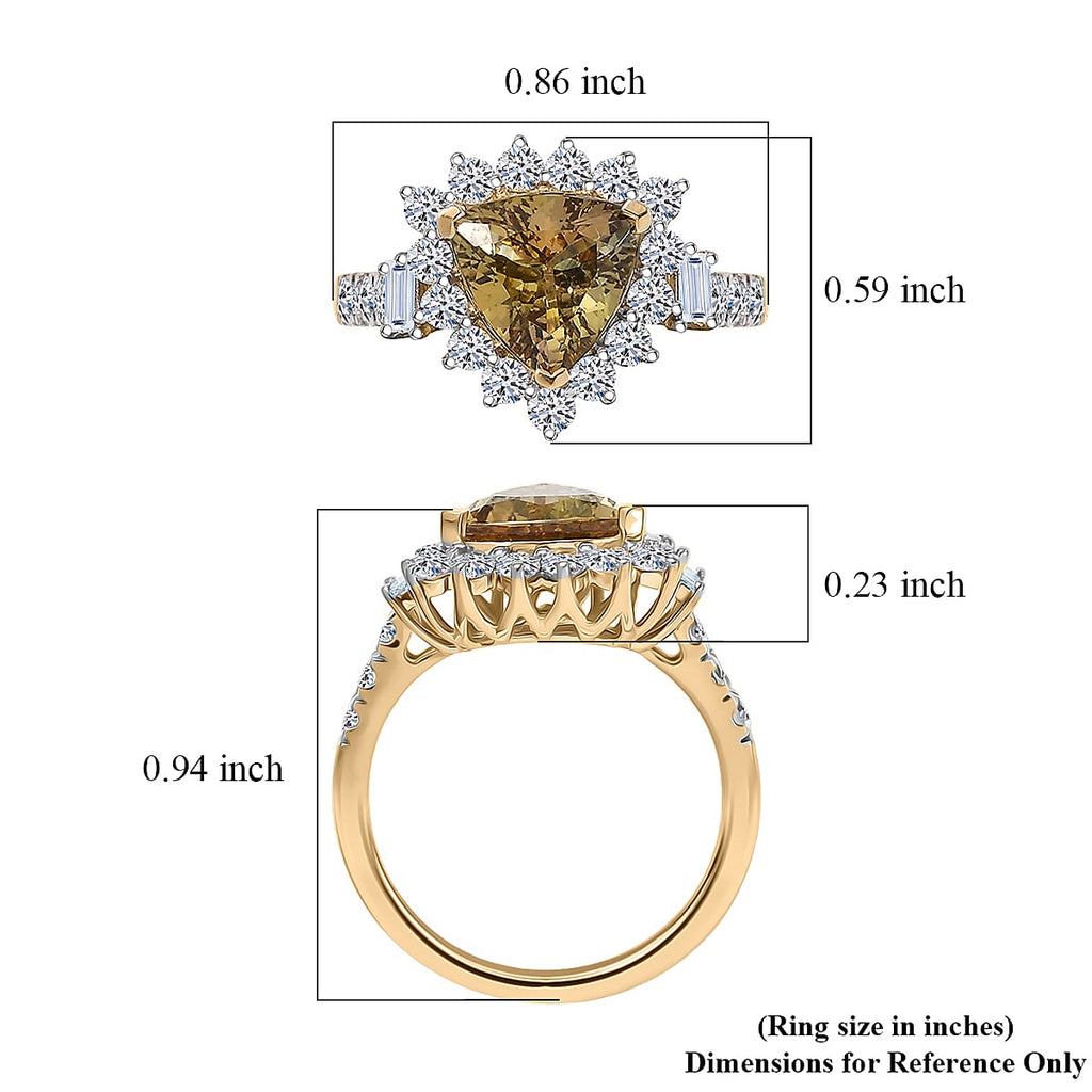Luxuriant 10K Yellow Gold AAA Natural Golden Tanzanite, Lab Grown Diamond GH, SI Main Stone With Surrounding Stone Ring, Gold Wt.2.69 Gms  2.525  Ct._8331381_5