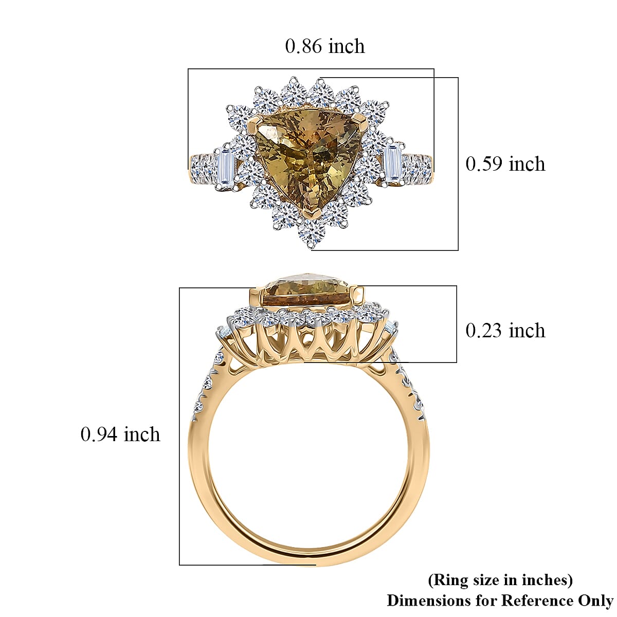 Certified and Appraised LUXURIANT AAA Natural Golden Tanzanite, Lab Grown Diamond GH, SI Main Stone With Surrounding Stone Ring in 10K Yellow Gold, Gold Wt.2.69 Gms  2.525  Ct. 8331381 5