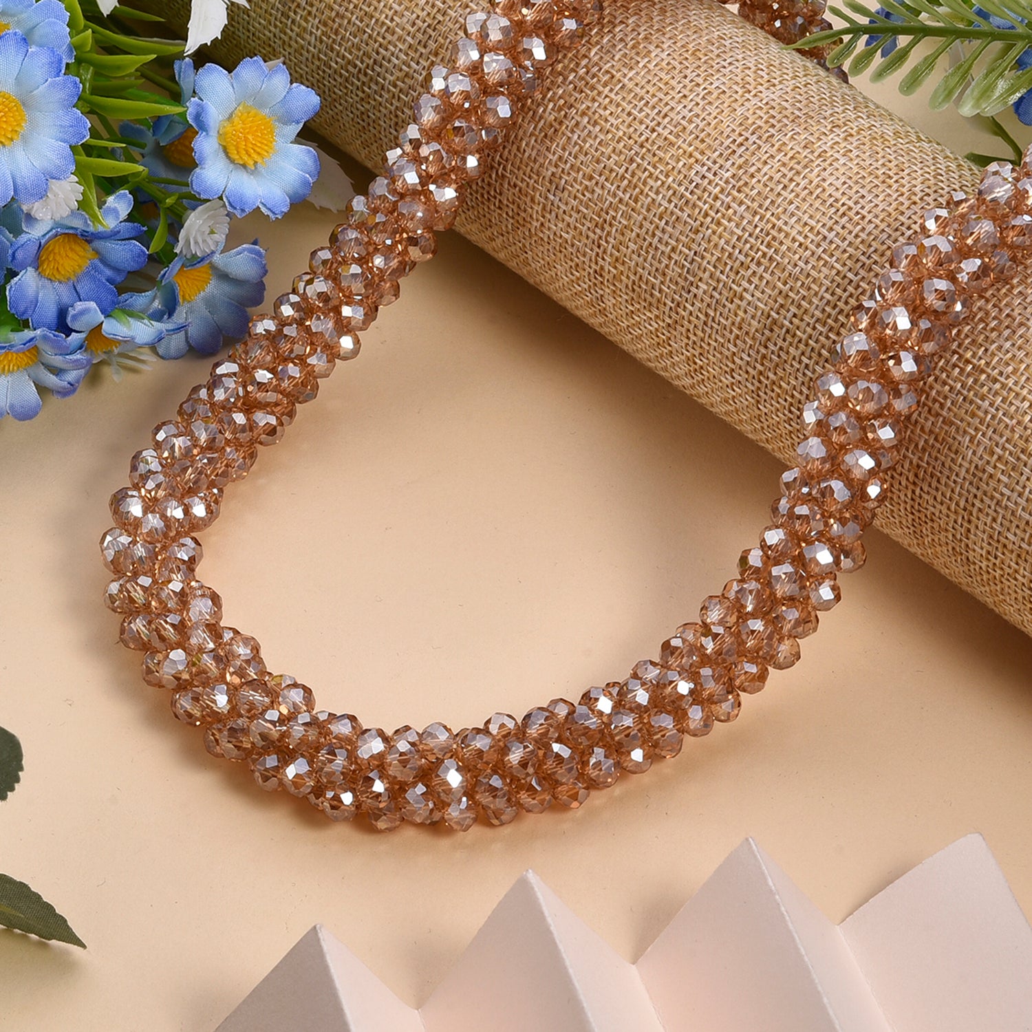Designer Inspired-Champagne Crystal Necklace (Size - 20) with Magnetic Clasp 8334807 1