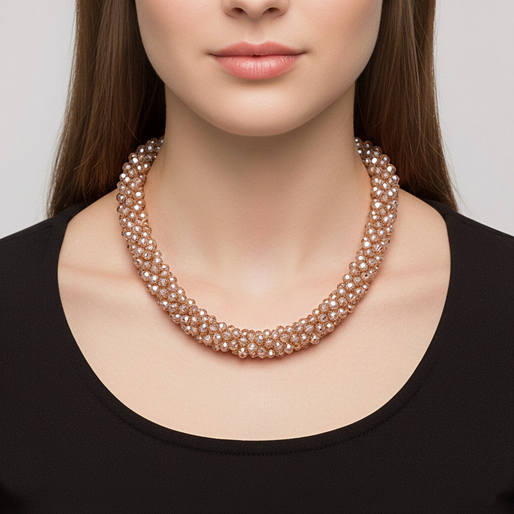 Designer Inspired-Champagne Crystal Necklace (Size - 20) with Magnetic Clasp 8334807 2