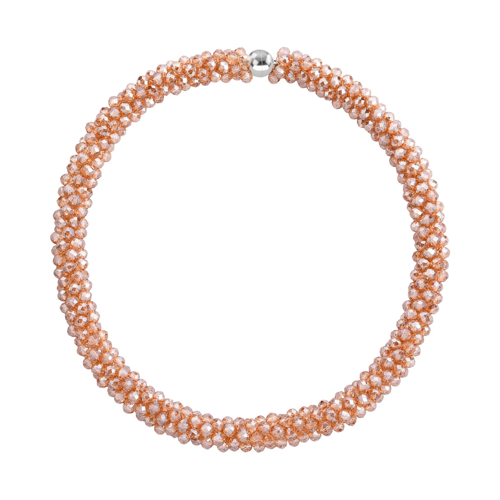 Designer Inspired-Champagne Crystal Necklace (Size - 20) with Magnetic Clasp_8334807_3