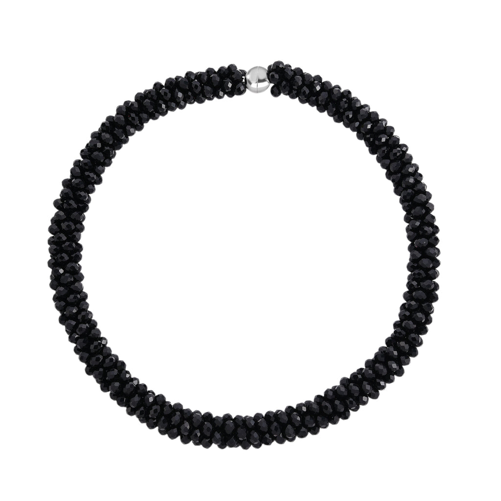 Black Crystal Necklace (Size - 20) with Magnetic Clasp_8334814_3