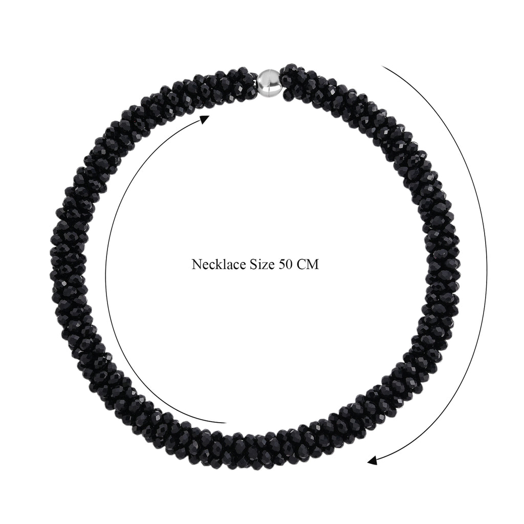 Black Crystal Necklace (Size - 20) with Magnetic Clasp_8334814_5