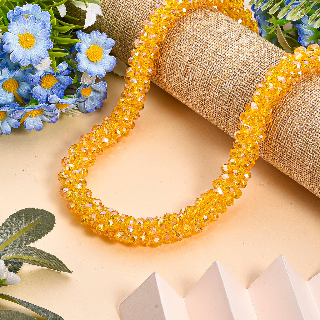 Designer Inspired-Yellow Crystal Necklace (Size - 20) with Magnetic Clasp_8334816_1