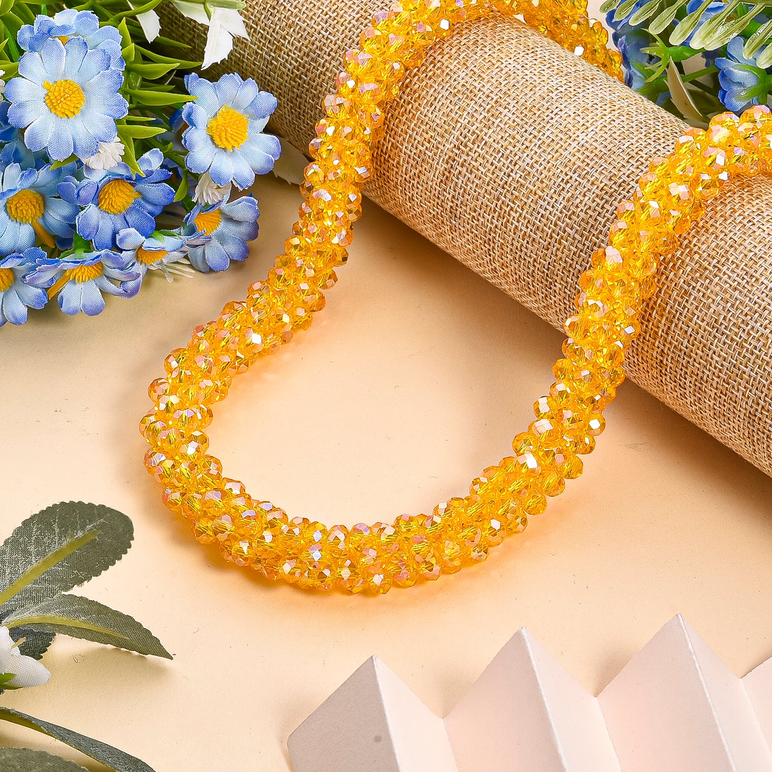 Designer Inspired-Yellow Crystal Necklace (Size - 20) with Magnetic Clasp 8334816 1