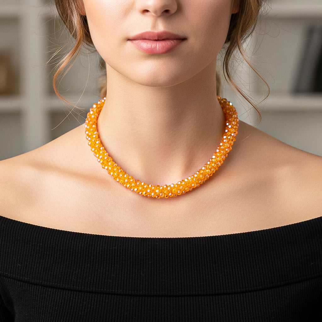 Designer Inspired-Yellow Crystal Necklace (Size - 20) with Magnetic Clasp 8334816 2