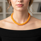 Designer Inspired-Yellow Crystal Necklace (Size - 20) with Magnetic Clasp_8334816_2
