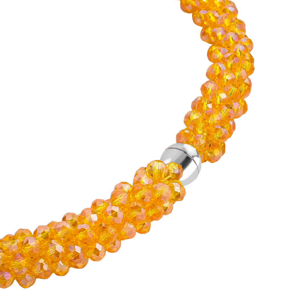 Designer Inspired-Yellow Crystal Necklace (Size - 20) with Magnetic Clasp_8334816_4