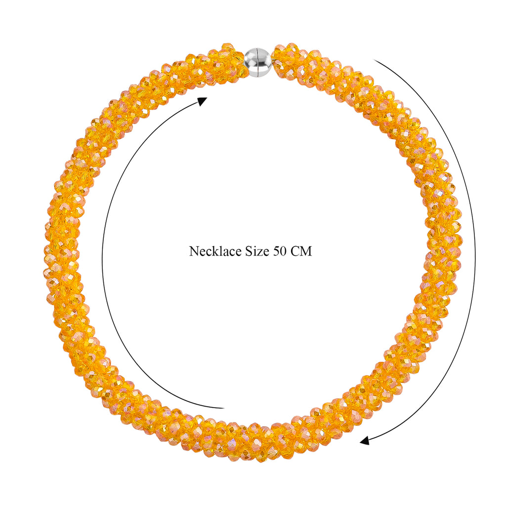 Designer Inspired-Yellow Crystal Necklace (Size - 20) with Magnetic Clasp_8334816_5