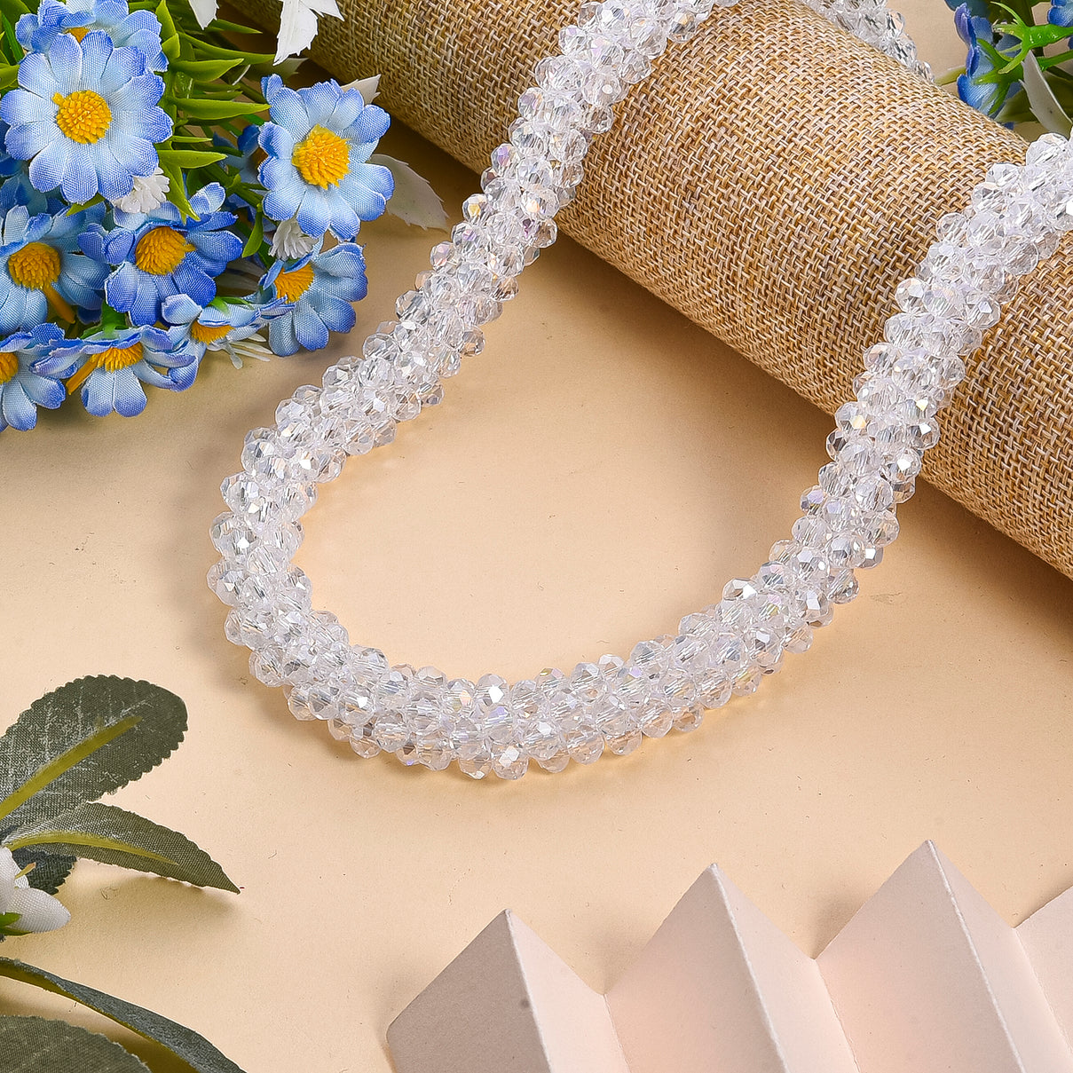 Designer Inspired-White Mystic Crystal Necklace (Size - 20) with Magnetic Clasp 8334817 1
