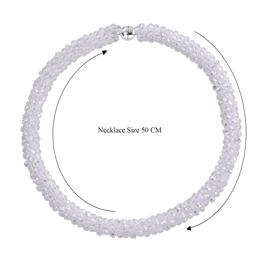 Designer Inspired-White Mystic Crystal Necklace (Size - 20) with Magnetic Clasp_8334817_5