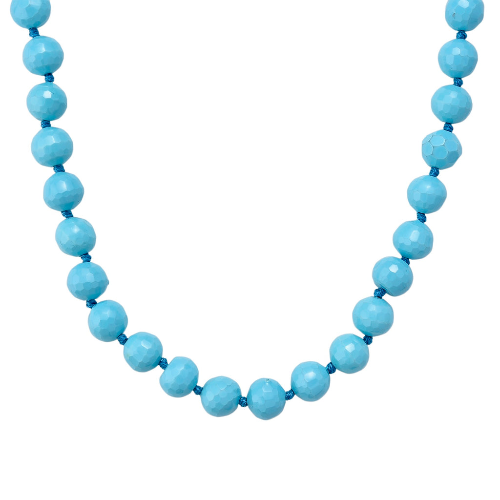 Sleeping Beauty Turquoise Colour Faceted Shell Pearl Necklace (Size 18 + 2 Ext) 200.00 Ct._8335716