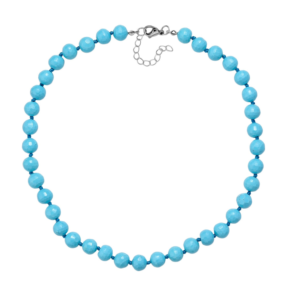 Sleeping Beauty Turquoise Colour Faceted Shell Pearl Necklace (Size 18 + 2 Ext) 200.00 Ct._8335716_3