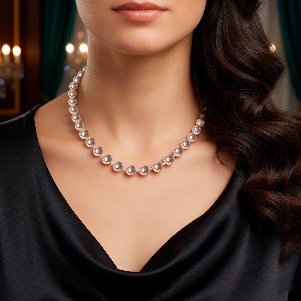 South Sea White Colour Faceted Shell Pearl Necklace (Size 18 + 2 Ext) 200.00 Ct. V32605840 3