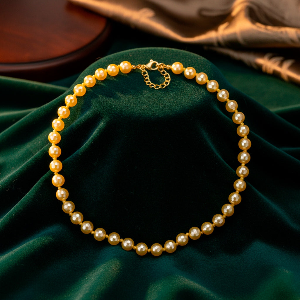 South Sea Golden Colour Faceted Shell Pearl Necklace (Size 18+2 Ext) 200.00 Ct._8335721_1