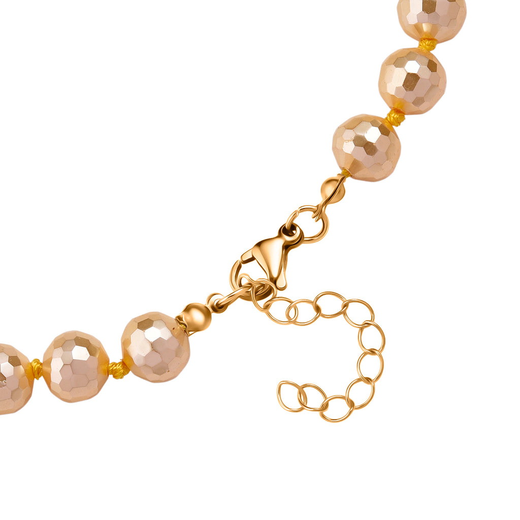 South Sea Golden Colour Faceted Shell Pearl Necklace (Size 18+2 Ext) 200.00 Ct._8335721_5