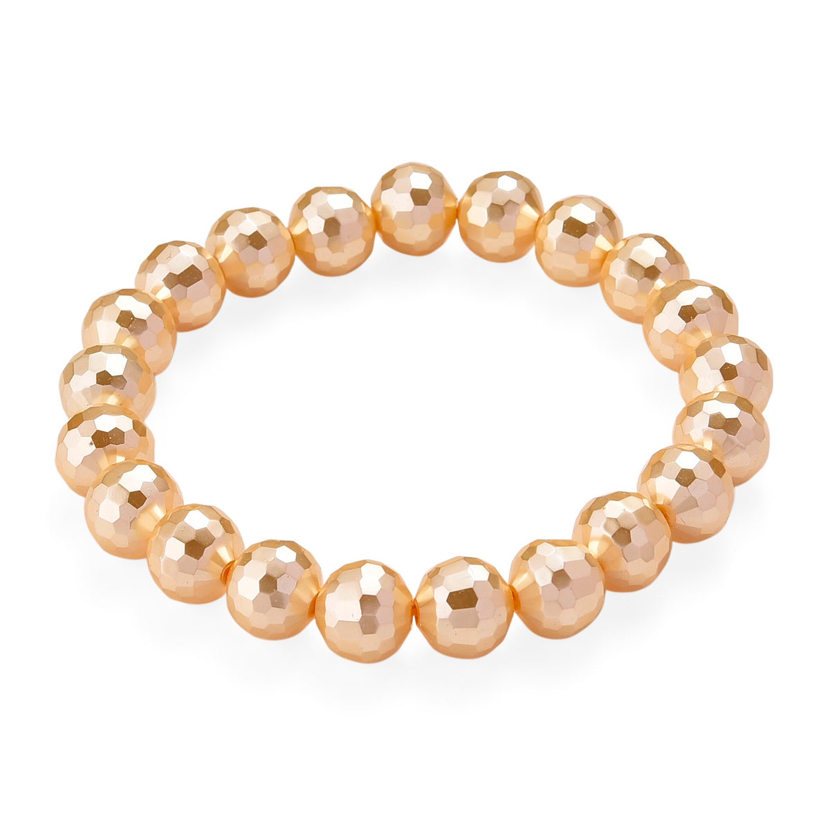 South Sea Golden Colour Faceted Shell Pearl Stretchable Bracelet (Size - 7) 110.00 Ct. 8335724 0