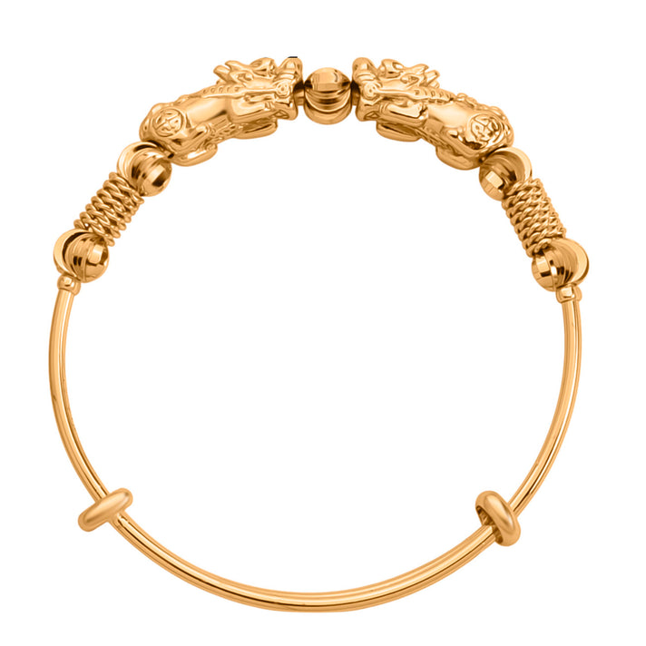 Dragon Pixiu Guard Adjustable Bangle (Size - 7 to 7.5) in Gold Tone 8339734 2