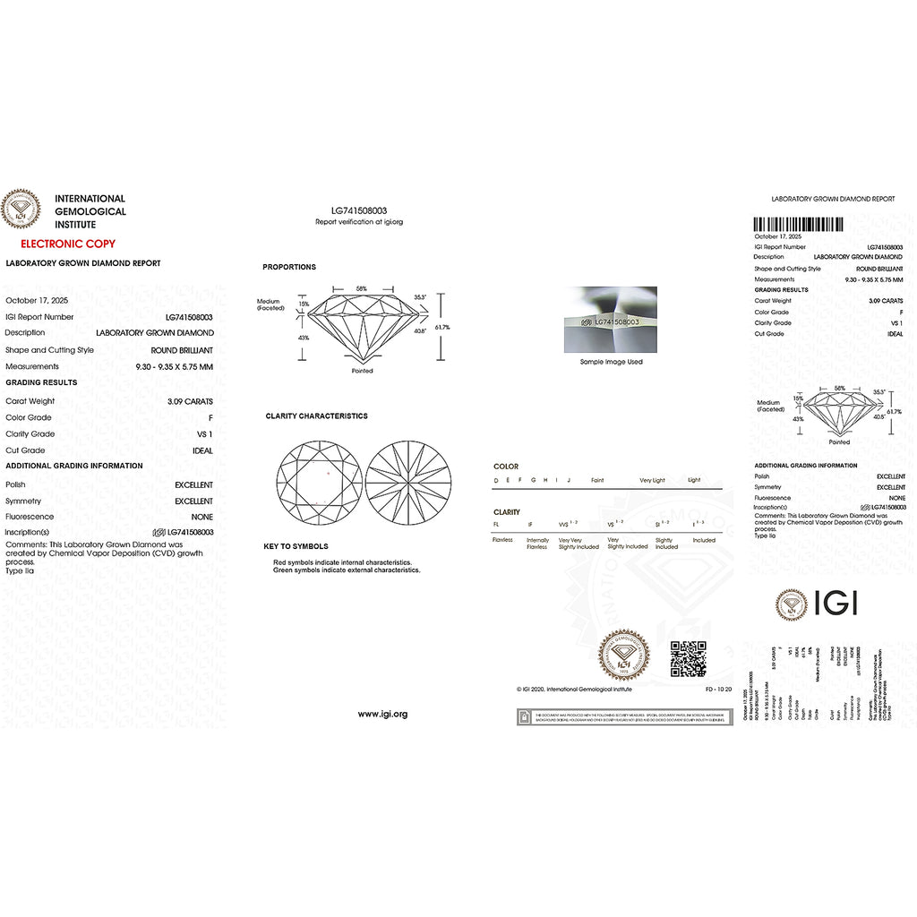 Luxuriant 950 Platinum IGI Certified Lab Grown Diamond (VS/EF) Solitaire Ring 3.05 Ct, Platinum Wt. 4.50 Gms._8342076_6