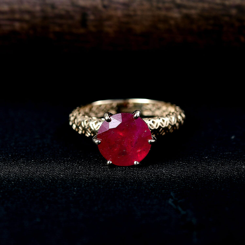 Closeout Deal- 9K Yellow Gold AAA African Ruby Solitaire Ring 4.65 Ct._8342090_1