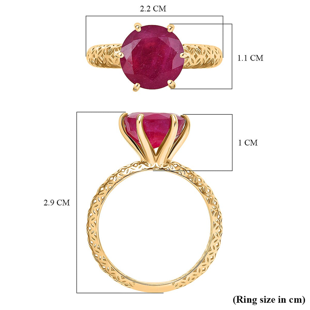 Closeout Deal- 9K Yellow Gold AAA African Ruby Solitaire Ring 4.65 Ct._8342090_6