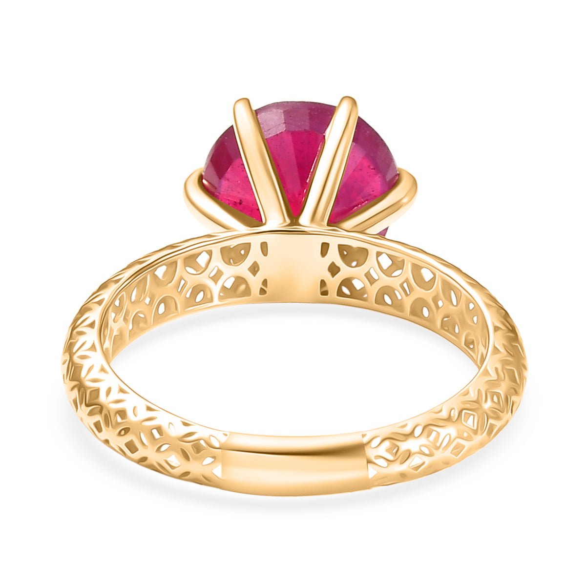 Luxoro 4.65 Ct. AAA African Ruby Solitaire Ring in 9K Yellow Gold V32517973 6