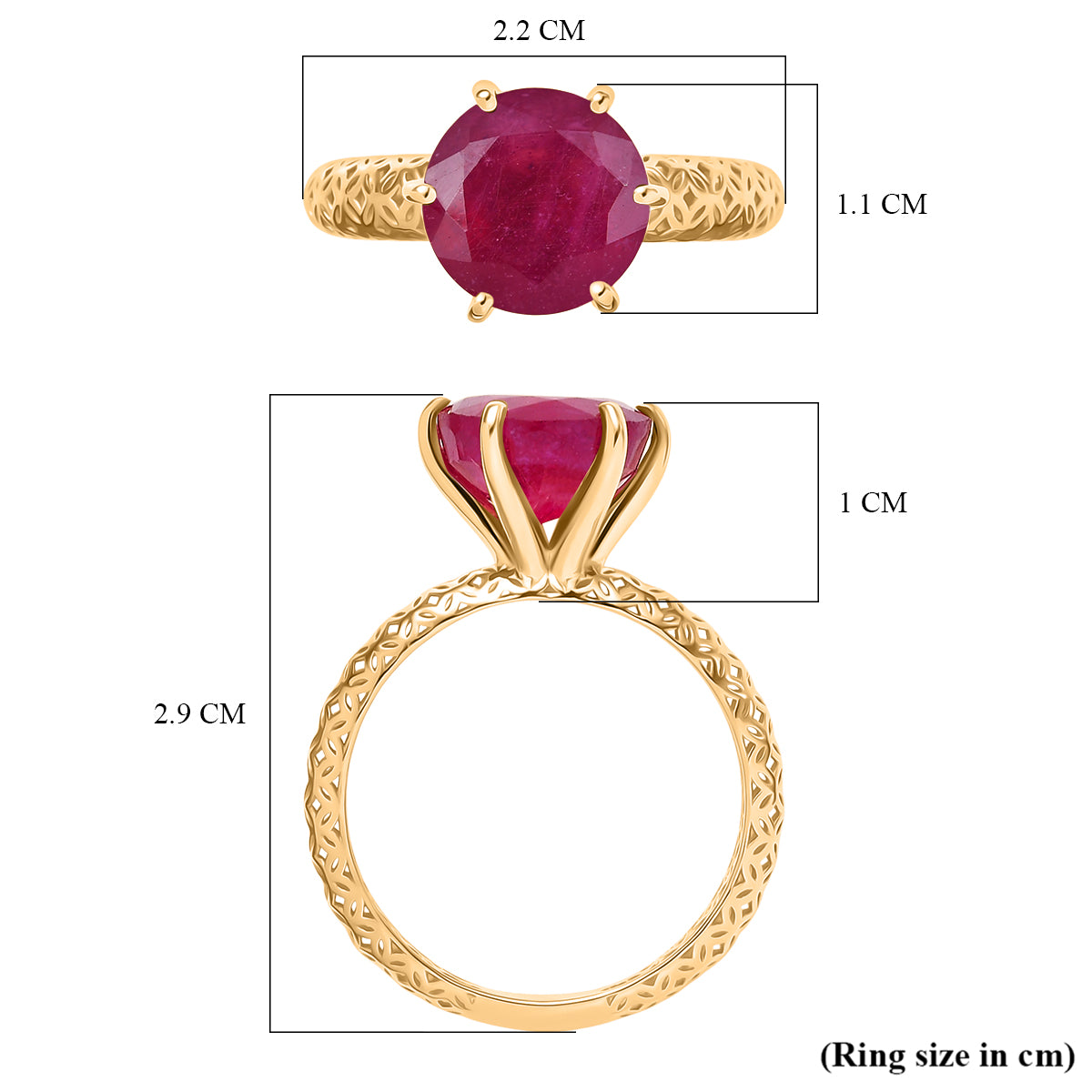 Luxoro 4.65 Ct. AAA African Ruby Solitaire Ring in 9K Yellow Gold V32517973 7