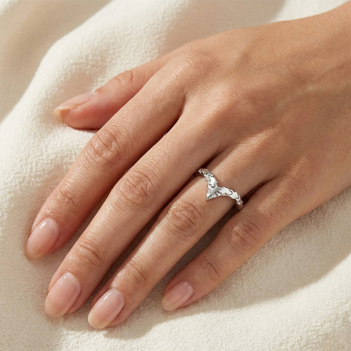 Lucy Q Jigsaw Collection - Wishbone Ring in Rhodium Overlay Sterling Silver 8342368 2