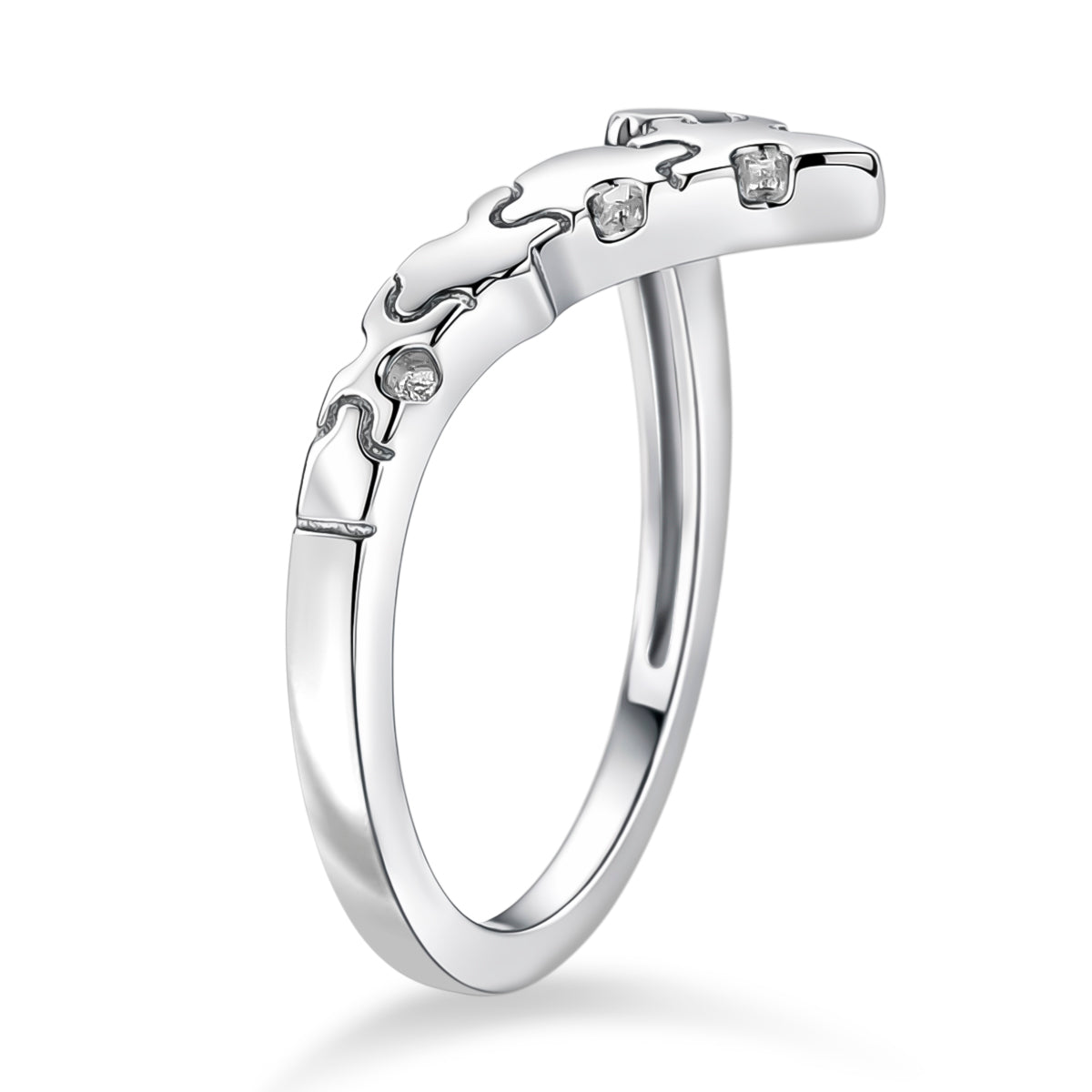 Lucy Q Jigsaw Collection - Wishbone Ring in Rhodium Overlay Sterling Silver 8342368 4