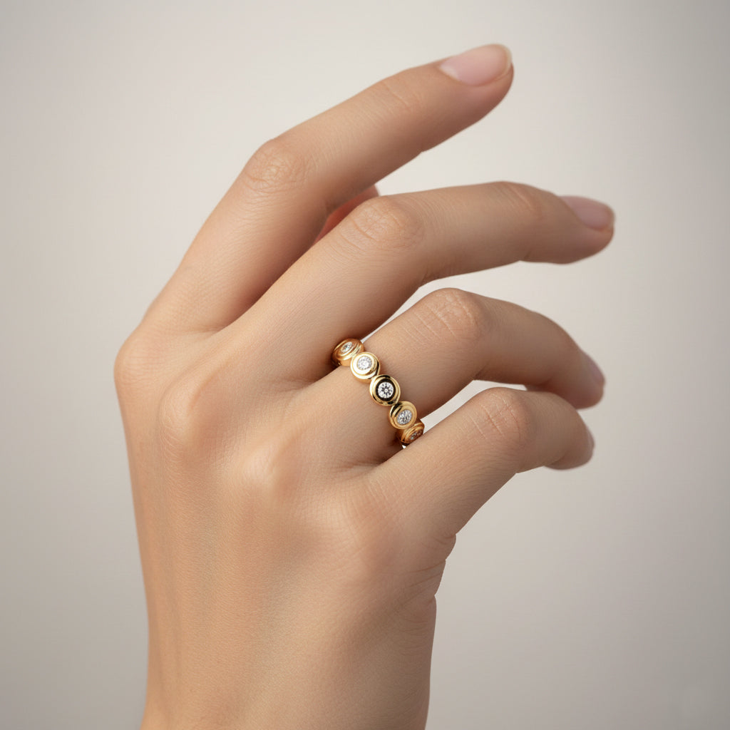 LUXURIANT 1 Ct. Lab Grown Diamond Full Eternity Band Ring in 18K Vermeil Yellow Gold Over Sterling Silver (SI-G-H) 8343080 3