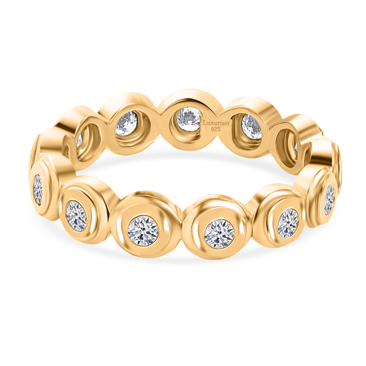LUXURIANT 1 Ct. Lab Grown Diamond Full Eternity Band Ring in 18K Vermeil Yellow Gold Over Sterling Silver (SI-G-H) 8343081 1