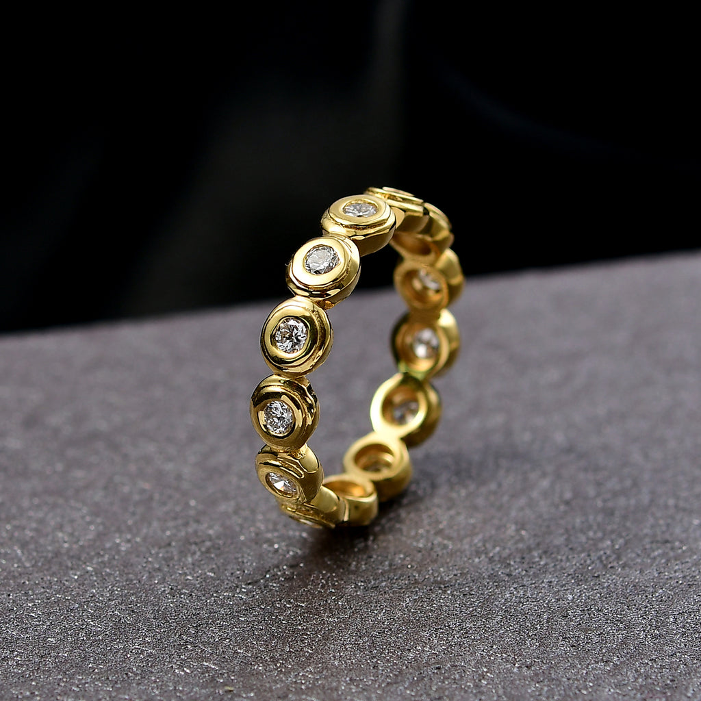 Luxuriant Lab Grown Diamond (SI/G-H) Full Eternity Band Ring in 18K YG VermeilSterling Silver. Diamond WT 0.75 Cts_8343081_1