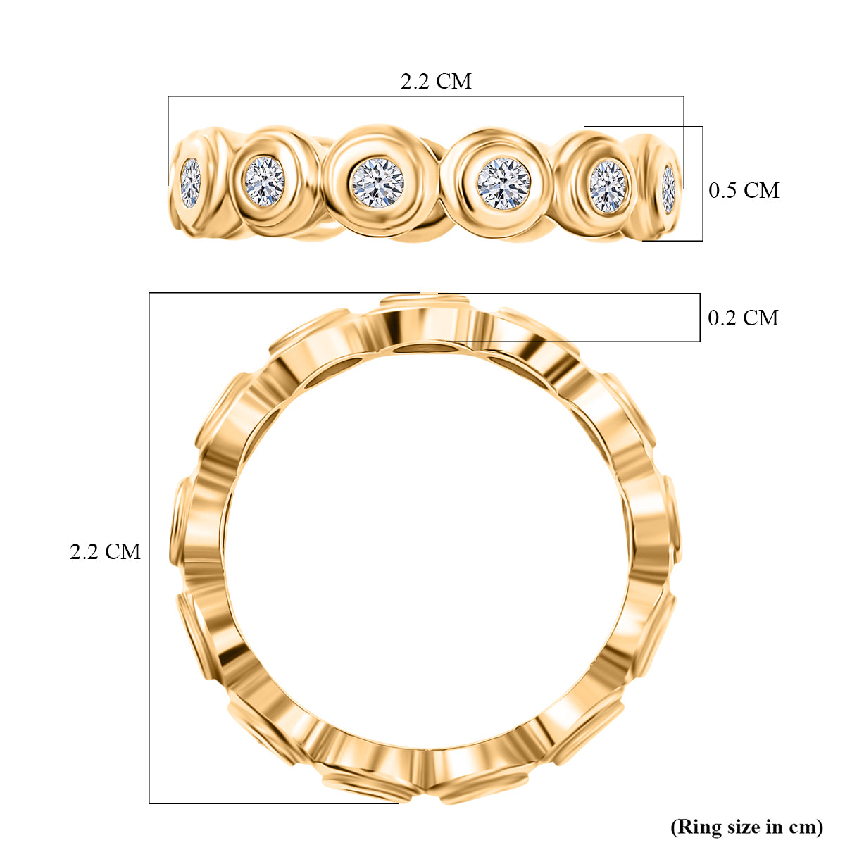 LUXURIANT 1 Ct. Lab Grown Diamond Full Eternity Band Ring in 18K Vermeil Yellow Gold Over Sterling Silver (SI-G-H) 8343081 6