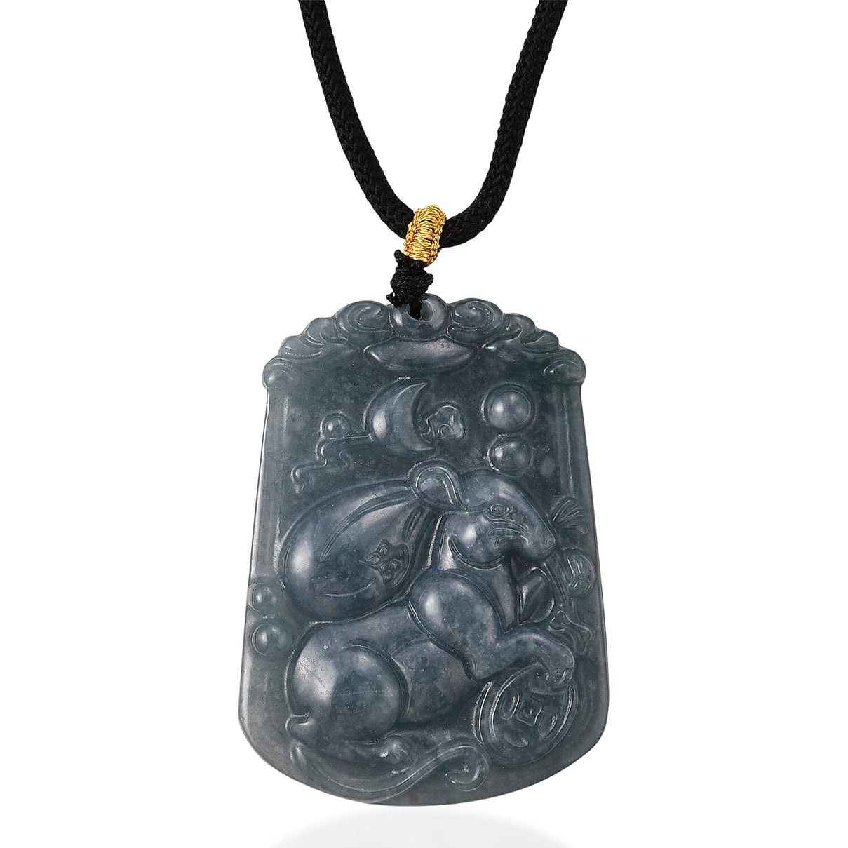 Natural Type A Jadeite Zodiac Rat Necklace with Cotton Thread (Size 26 Adjustable) 60.00 Ct. V32534089 0