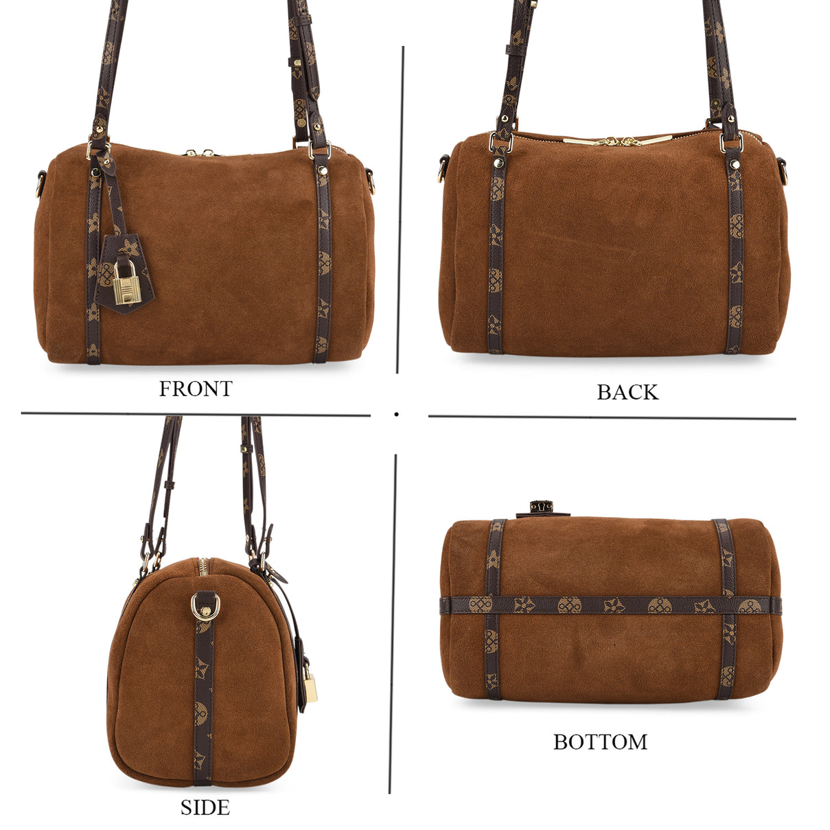 Designer Inspired Genuine Leather Crossbody Bag - Brown V32523653 5