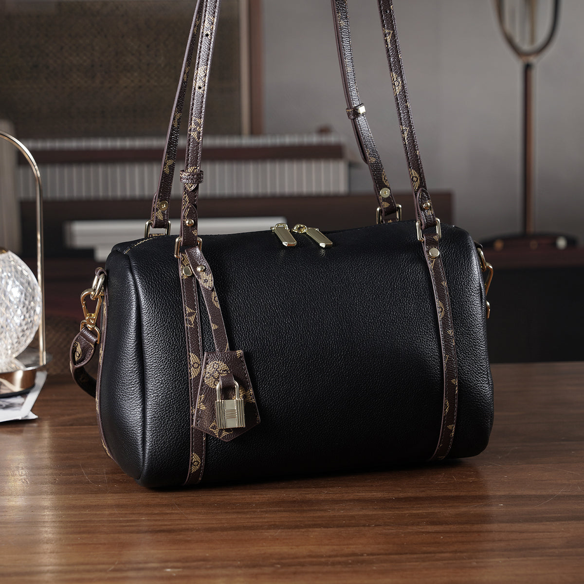 Designer Inspired Genuine Leather Crossbody Bag - Black 8343532 2