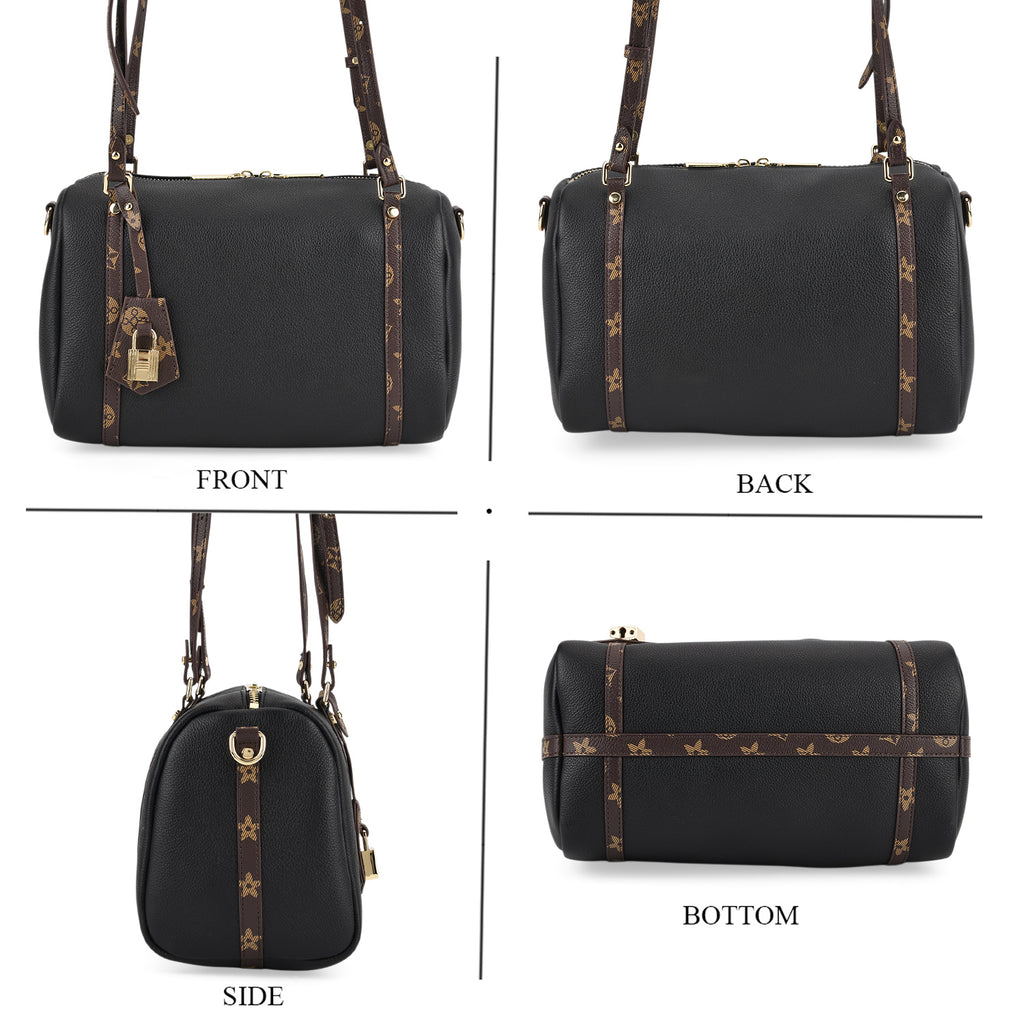 Designer Inspired Genuine Leather Crossbody Bag - Black_8343532_4