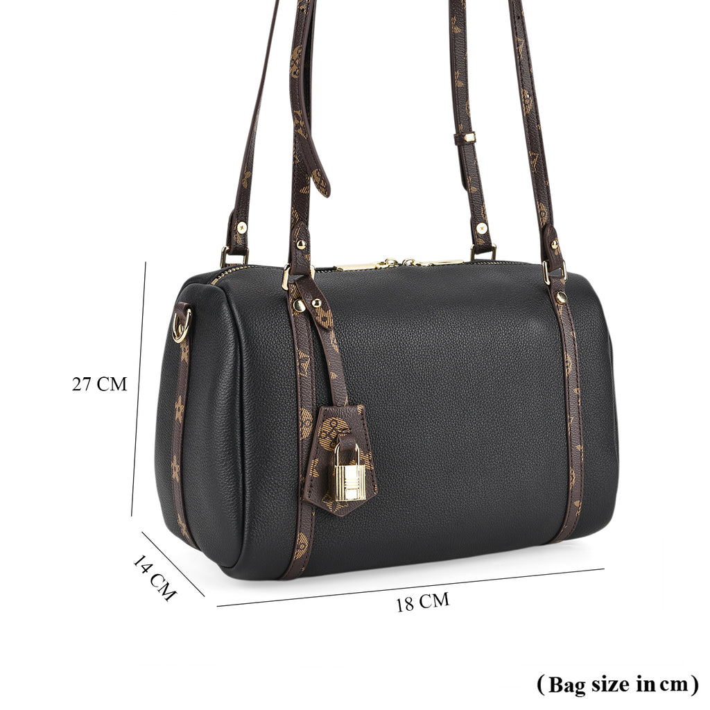 Designer Inspired Genuine Leather Crossbody Bag - Black_8343532_7