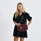 Designer Inspired Genuine Leather Crossbody Bag - Burgundy_8343533_2