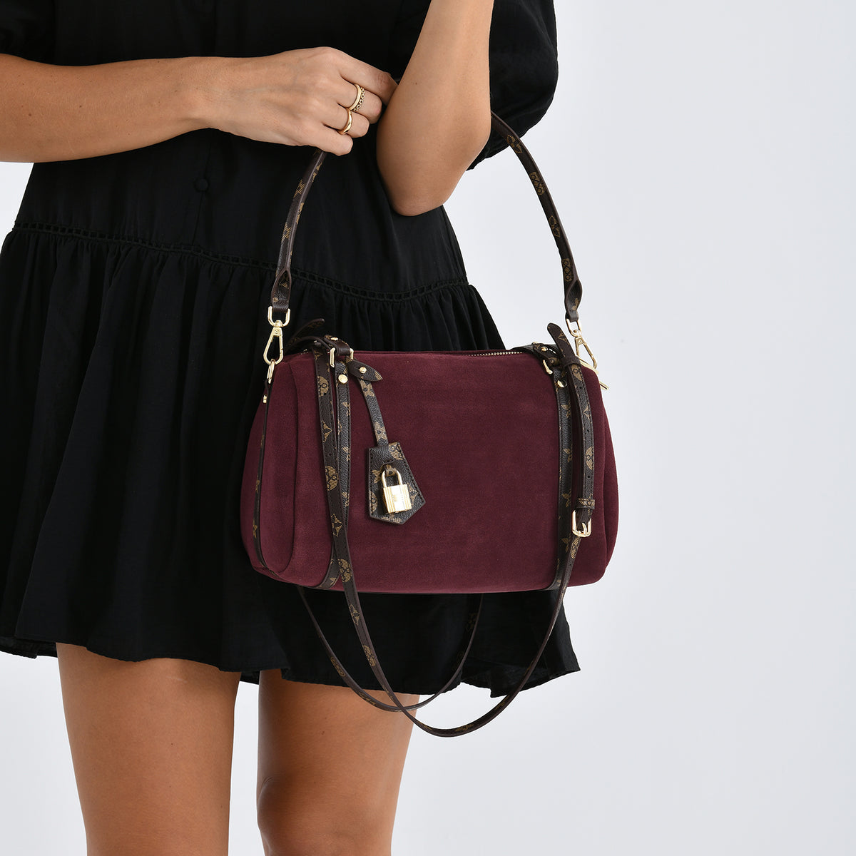 Designer Inspired Genuine Leather Crossbody Bag - Burgundy V32514189 4