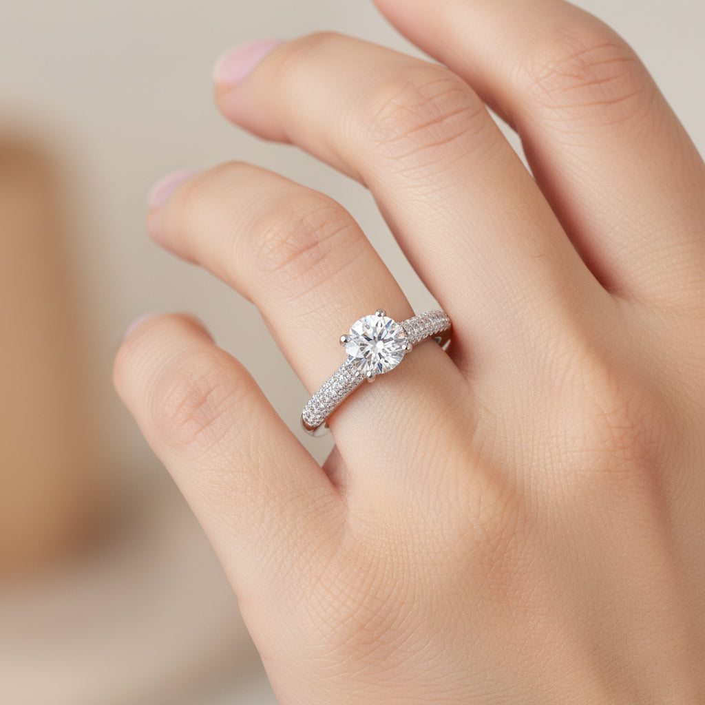 LUXURIANT 1 Ct. Lab Grown Diamond Solitaire Ring in Rhodium Sterling Silver 8343545 2