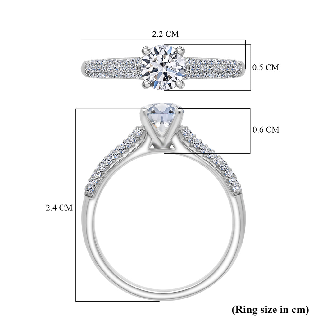 Luxuriant Lab Grown Diamond (SI/GH) Ring in Rhodium Overlay Sterling Silver 1.00 Ct._8343545_5