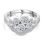 Set of 2 - Luxuriant Lab Grown Diamond (SI/GH) Bubble Cluster Ring in Rhodium Overlay Sterling Silver 1.00 Ct_8343581