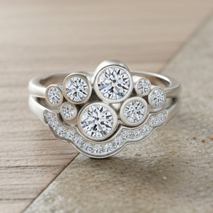 Set of 2 - LUXURIANT 1 Ct. Lab Grown Diamond Stackable Ring in Rhodium Overlay Sterling Silver (SI-GH) 8343583 2