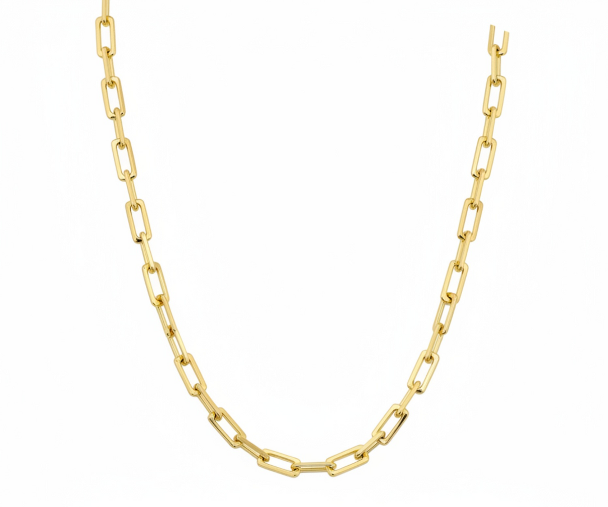 9K Yellow Gold 7.2MM Rectangular Link Necklace with Clasp 20 Inch 8343651 0