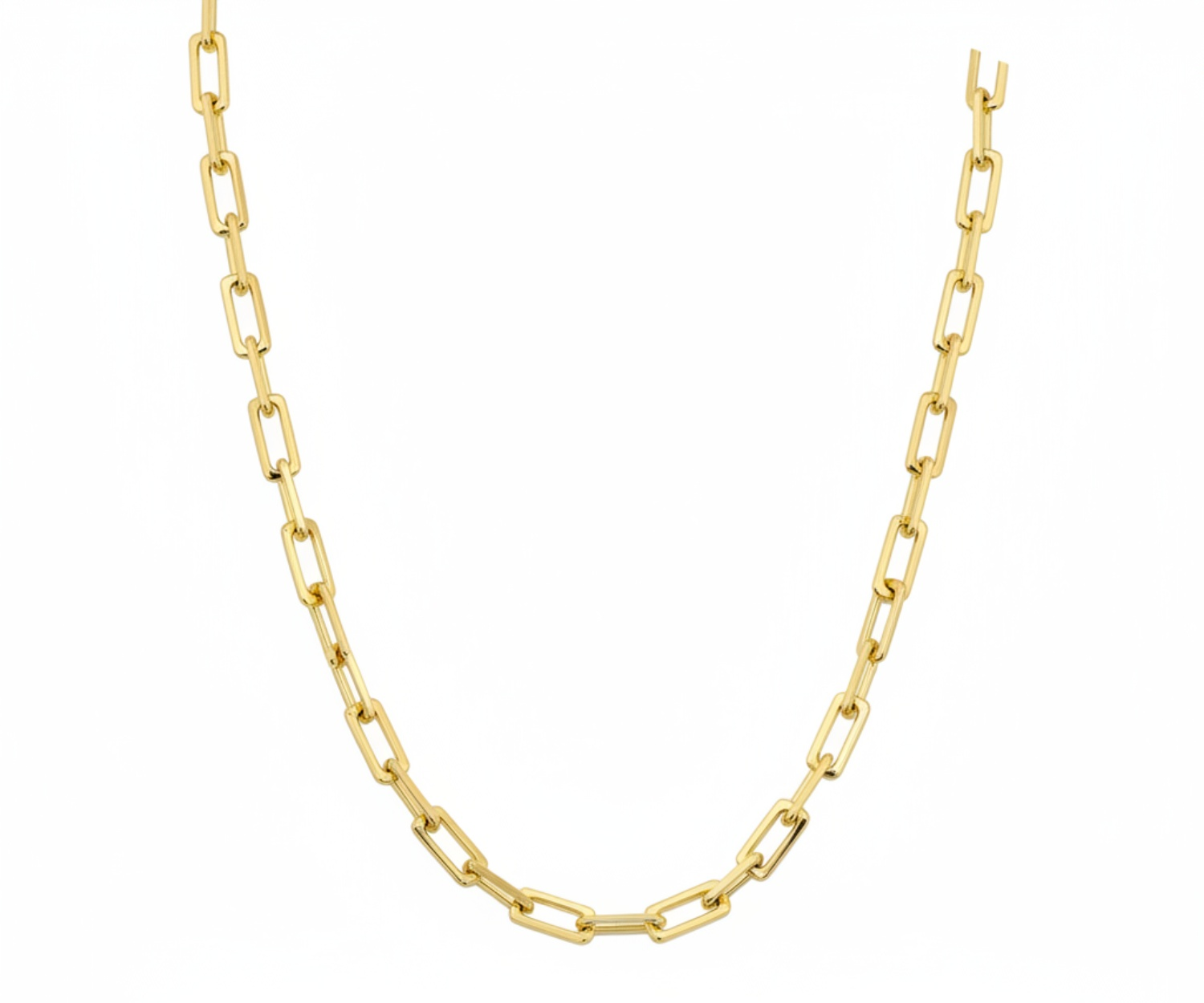 9K Yellow Gold 7.2MM Rectangular Link Necklace with Clasp 20 Inch 8343651 0