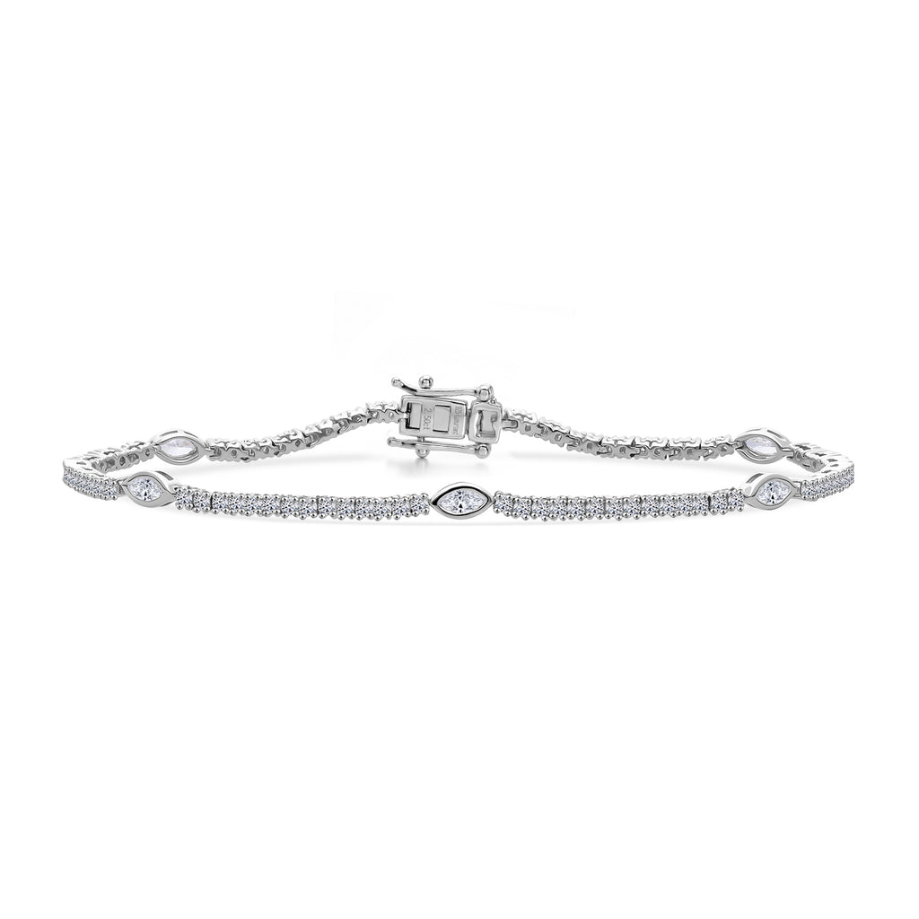 Luxuriant - SI/GH Lab Grown Diamond Bracelet (Size - 7.5) in Rhodium Overlay Sterling Silver 2.50 Ct._8343994