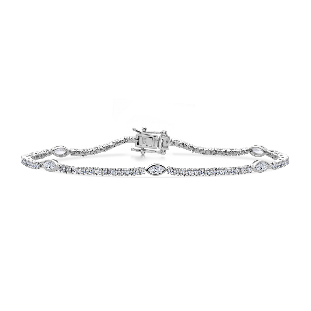 LUXURIANT 2.5 Ct. Lab Grown Diamond Station Bracelet in Rhodium Overlay Sterling Silver 7.5 Inch (SI-GH) 8343994 0